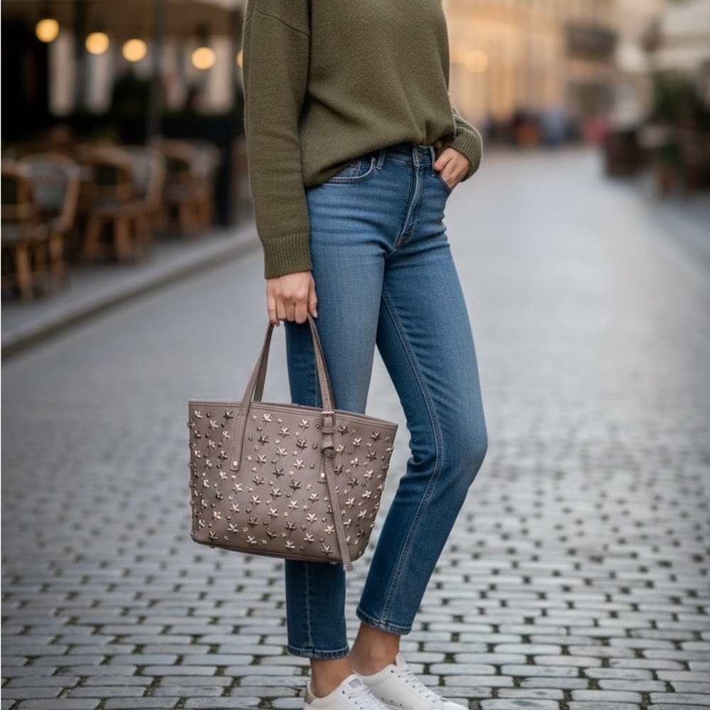Small JIMMY CHOO Hand Bag Gray Leather